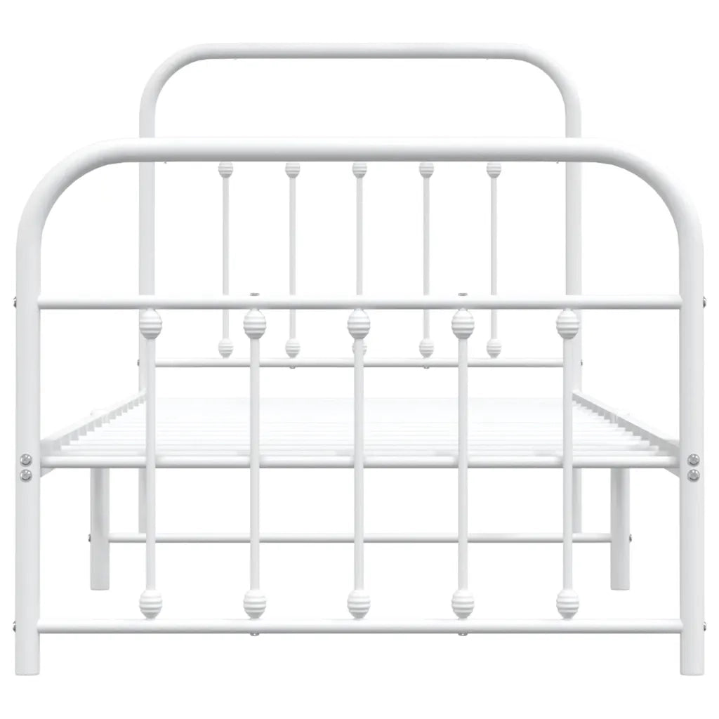 Letto singolo | Letto per adulti | Giroletto con Testiera e Pediera Metallo Bianco 90x190 cm