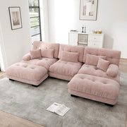 Divano angolare di lusso - Xylo - Forma U extra large, trasformabile con pouf, rosa chenille