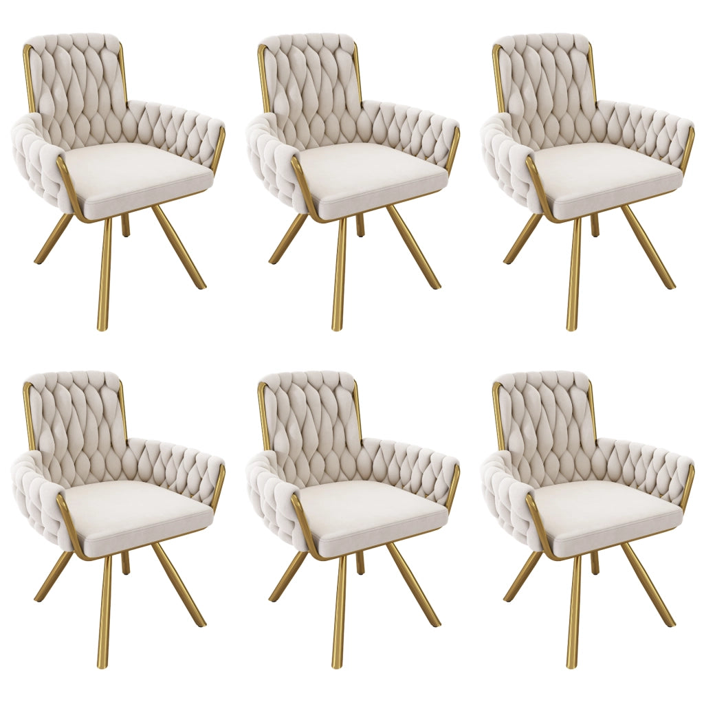 SEDIA Girevole 360° Set da 6 pezzi in velluto beige