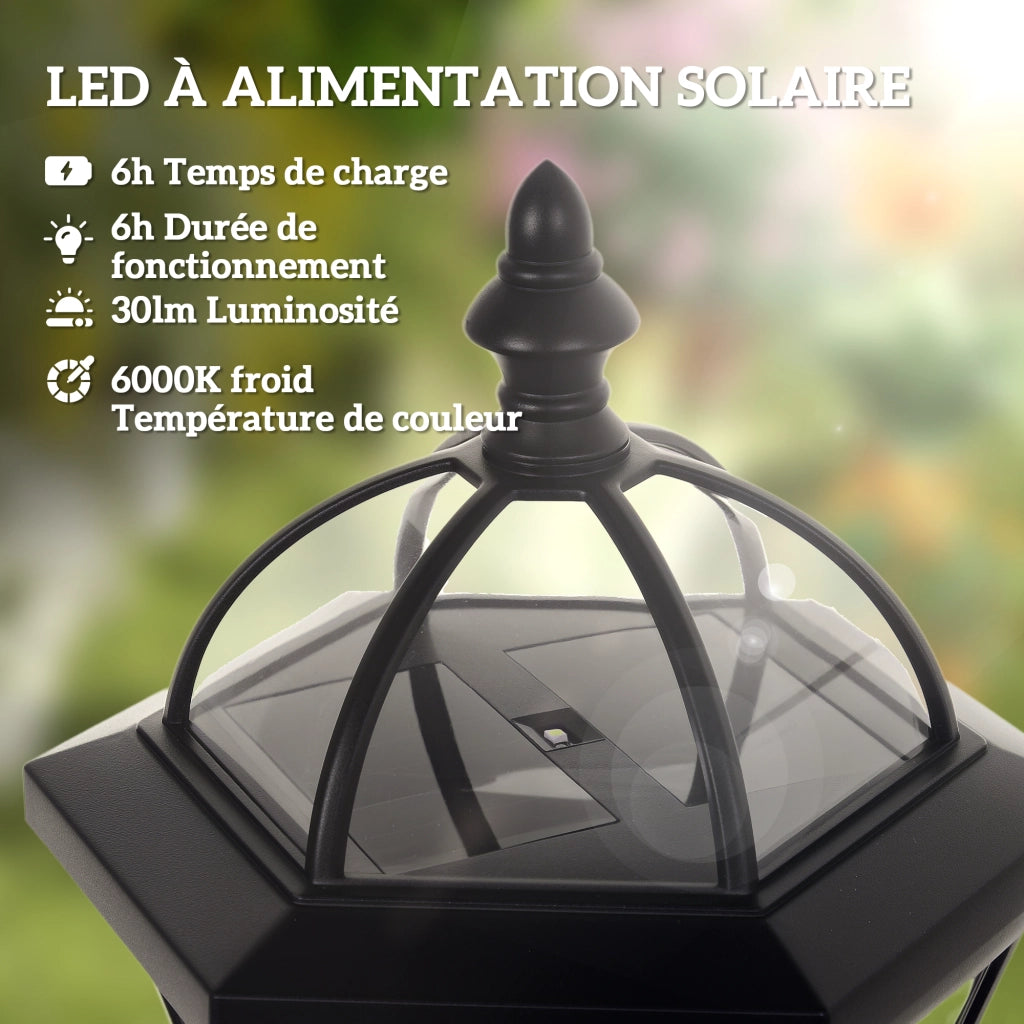 Lampada da Giardino Solare ¨C zephmum ¨C LED 6000K IP44 Nero 18.5¡Á129 cm