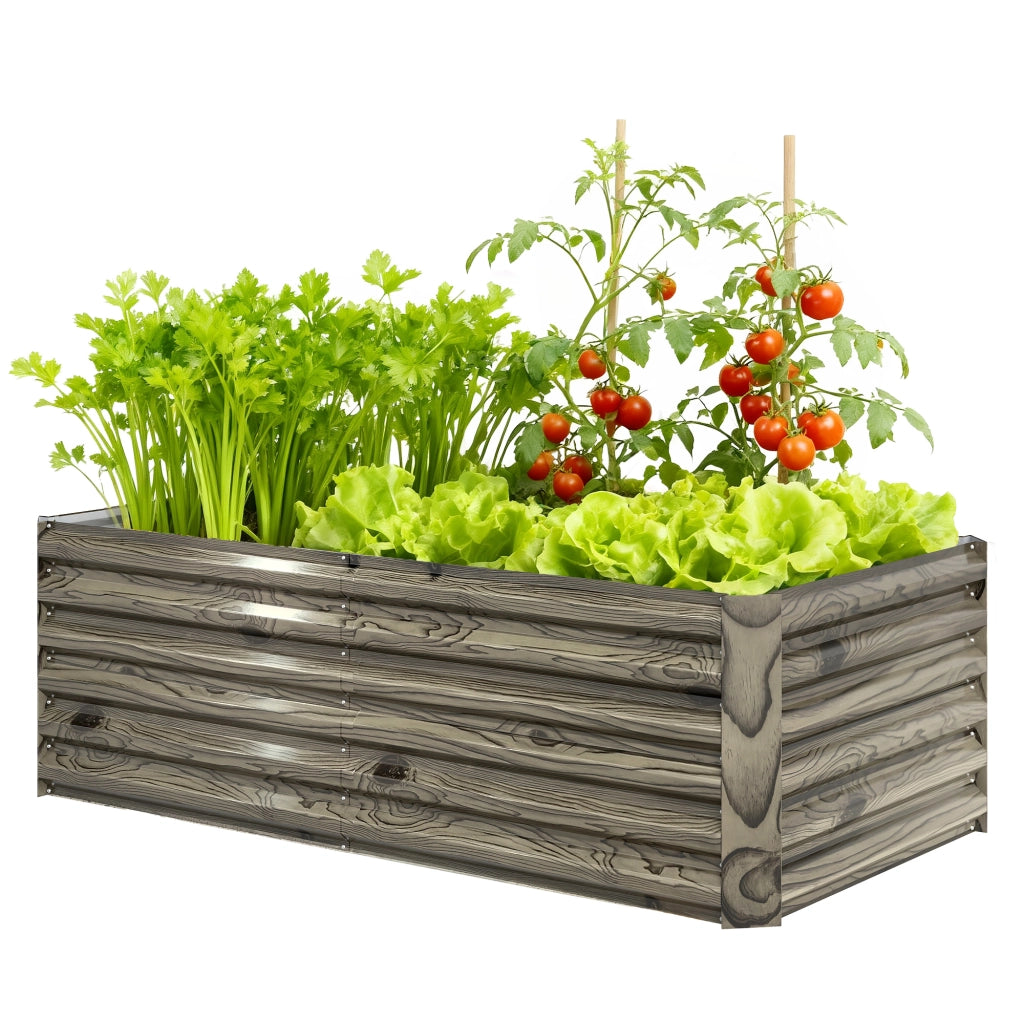 Fioriera rettangolare da esterno ¨C Xylo ¨C acciaio galvanizzato 180x90x57,5 cm naturale