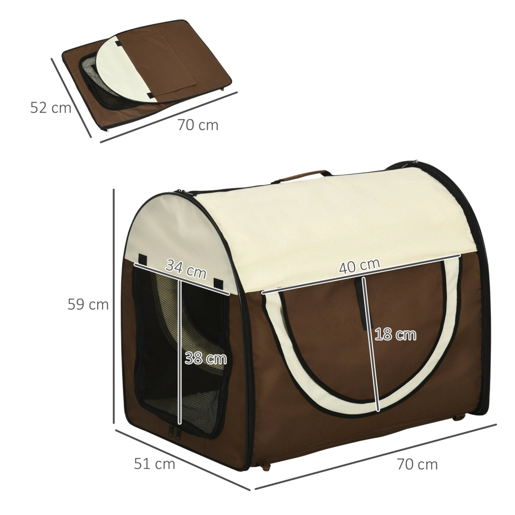 Trasportino per Animali Domestici Pieghevole ¨C Zephmum ¨C Marrone, Oxford, 70x51x59cm