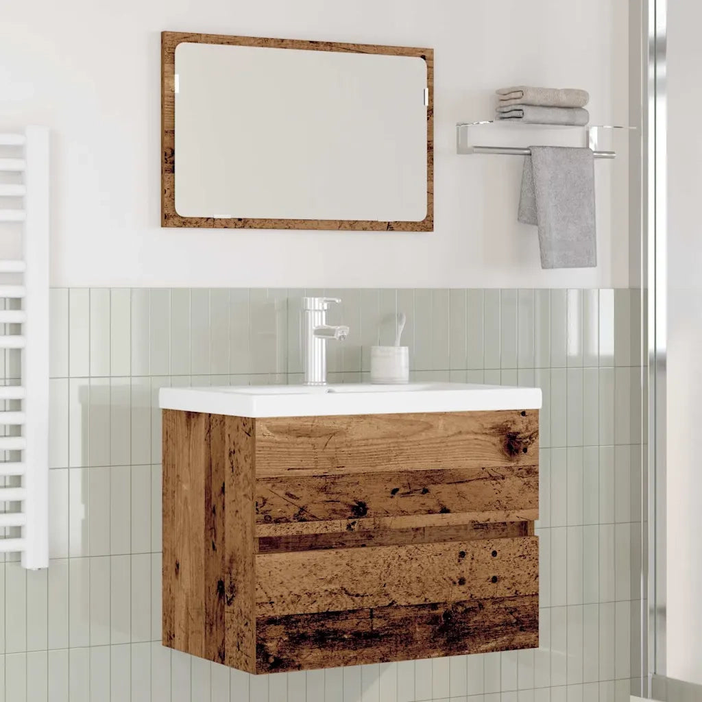 Set di mobili per il bagno con cassetto 3 pcs Legno vecchio 3393501