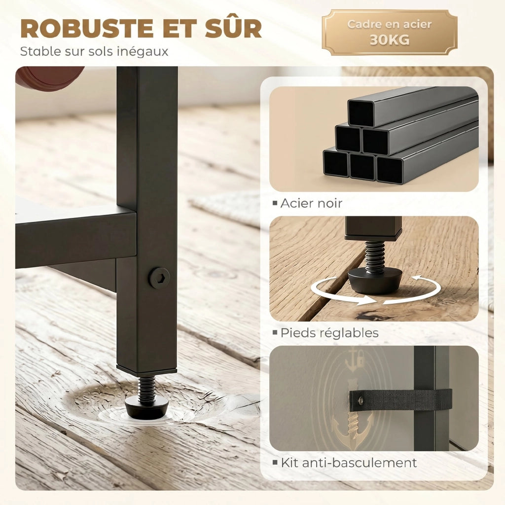 Cassettiera per Vino con Ripiano e Cassetto ¨C zephmum ¨C Marrone 40x30x148