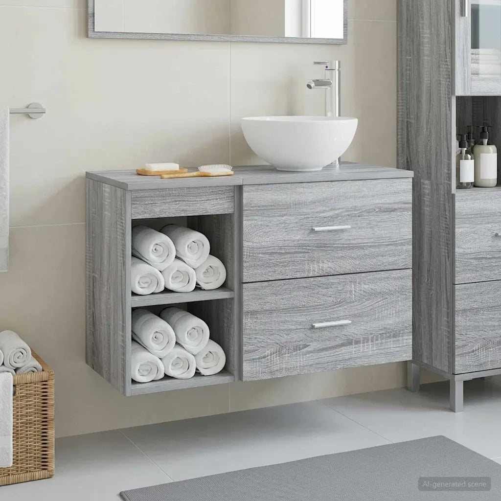Set di mobili per il bagno 2 pcs Sonoma grigio 3403877