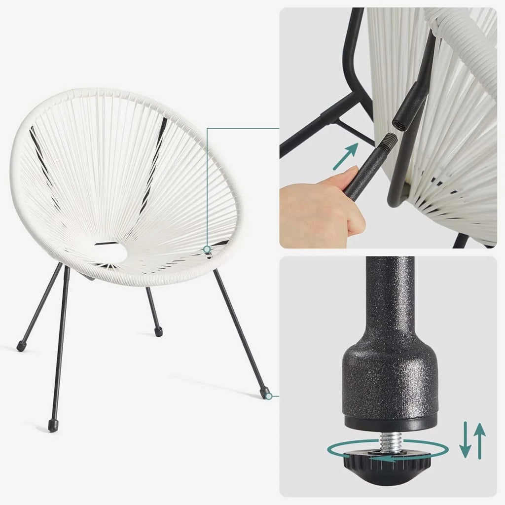 Set di 3 mobili da giardino sedie da esterno Acapulco con tavolo in vetro bianco 12_0007398