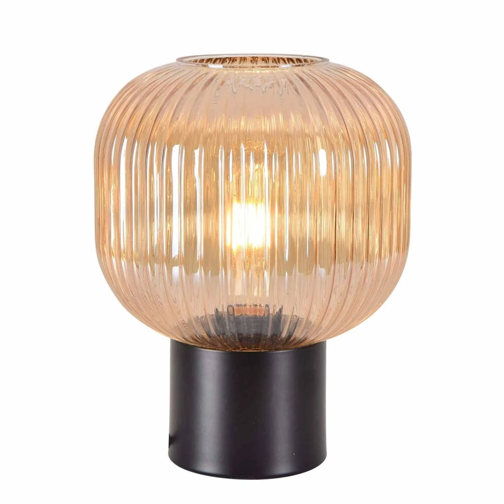 LÚZETE - LAMPADA DA TAVOLO CON PARALUME AMBRATO Ø20 E27 SHELBY
