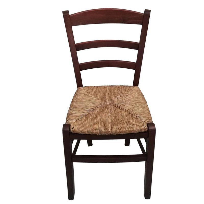 SEDIA IN LEGNO COLORE NOCE 45×45×85 CM MODELLO PAESANA CON SEDUTA IN PAGLIA GREZZA E SCHIENALE ALTO - 4PZ