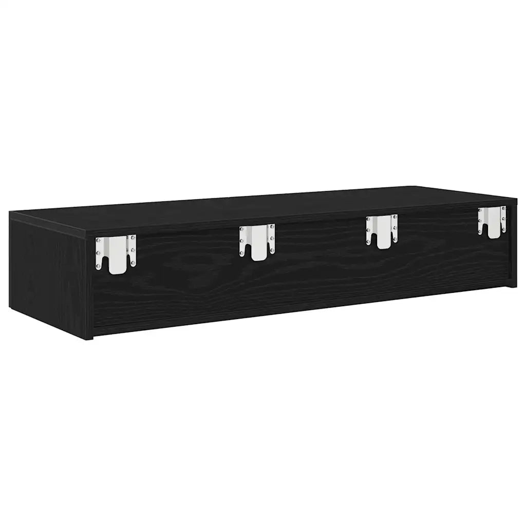 Scaffale a Parete con Cassetti Nero 100x36x19 cm in Truciolato 859987