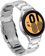 Cinturino in acciaio inossidabile premium per orologio Galaxy Watch 4 - Nero e argento - 40 mm 42 mm 44 mm 46 mm - Chiusura rapida - Design classico