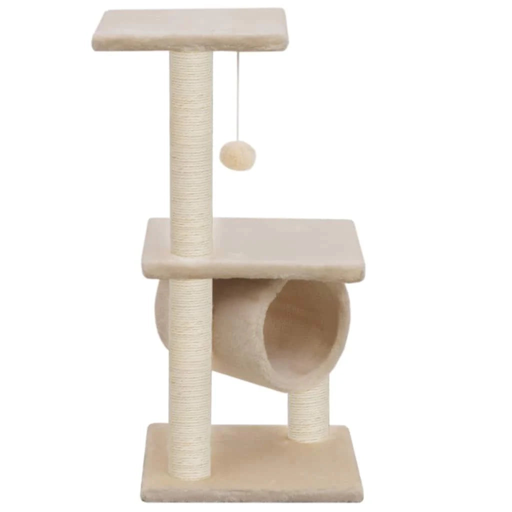 Tiragraffi albero per gatti cuccia per gatti peluche in sisal 65 cm beige 3702217