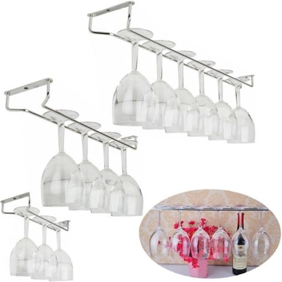 Supporto per bicchieri di vino in acciaio inossidabile sotto la mensola - 1 pacchetto 35cm 13inch supporto per bicchieri di vino