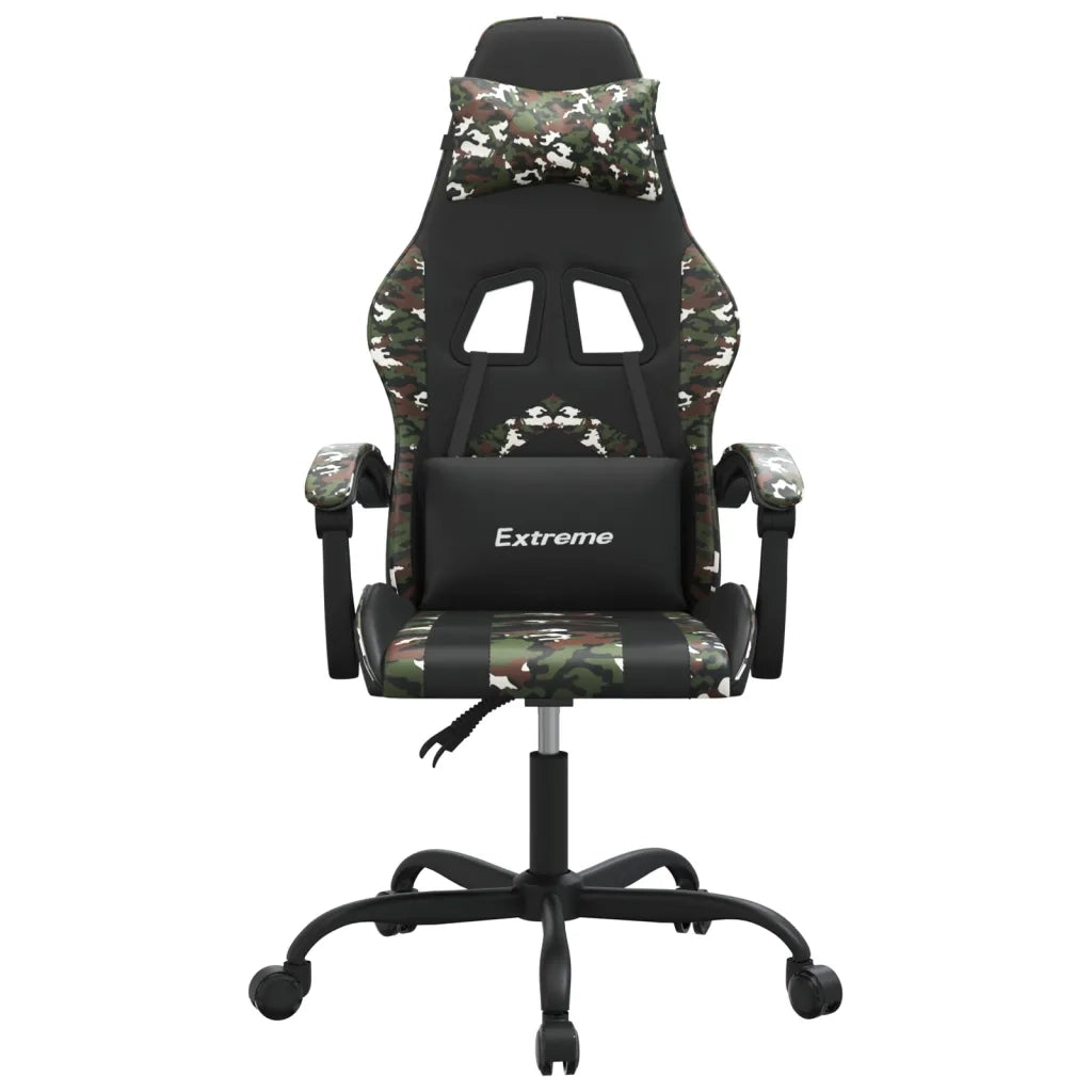 Sedia da Gaming | Sedia da e-sports Girevole Nero e Mimetico in Similpelle