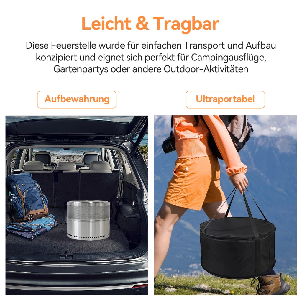 Rauchfreie Edelstahl Feuerstelle Grillfeuerstelle Tragbar