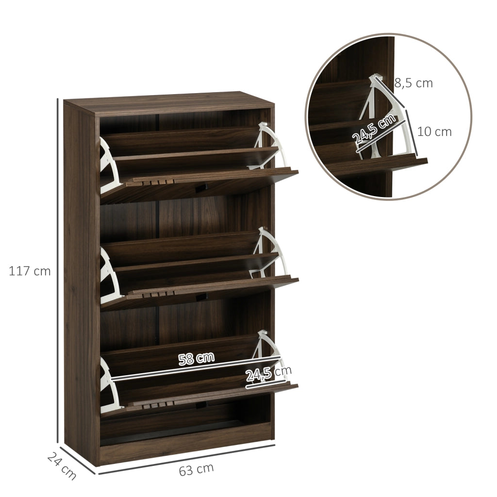 Scarpiera 3 Ante 18 Paia Salvaspazio ¨C Xylo ¨C Legno Noce Scuro 63x24x117cm
