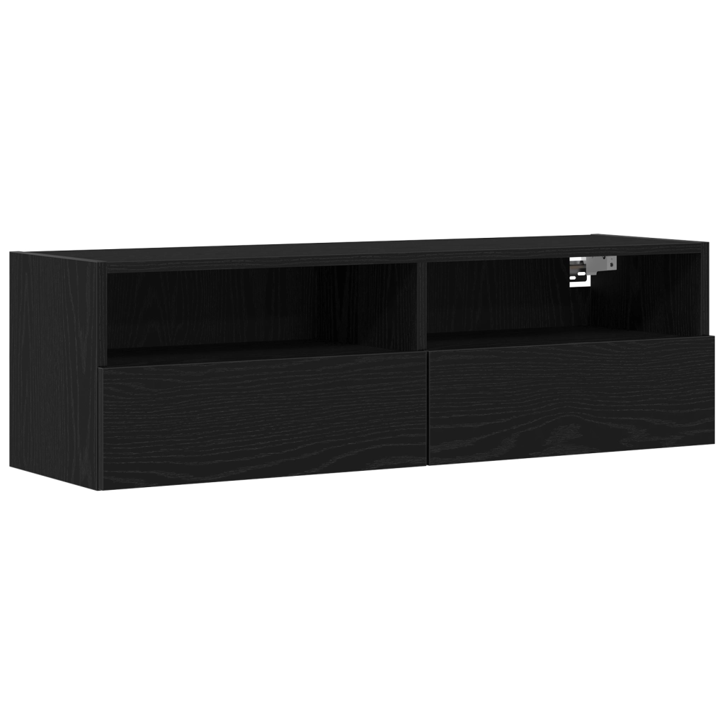Armadi da Muro per TV 2 pz Nero Rovere 100x30x30 cm Legno Ingegnerizzato
