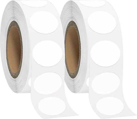 Etichette colorate - 2000 pezzi - Etichette circolari 20 mm - Etichette codificanti - Etichette autoadesive circolari puntate - Ufficio scuola - Bianco - 2 volumi