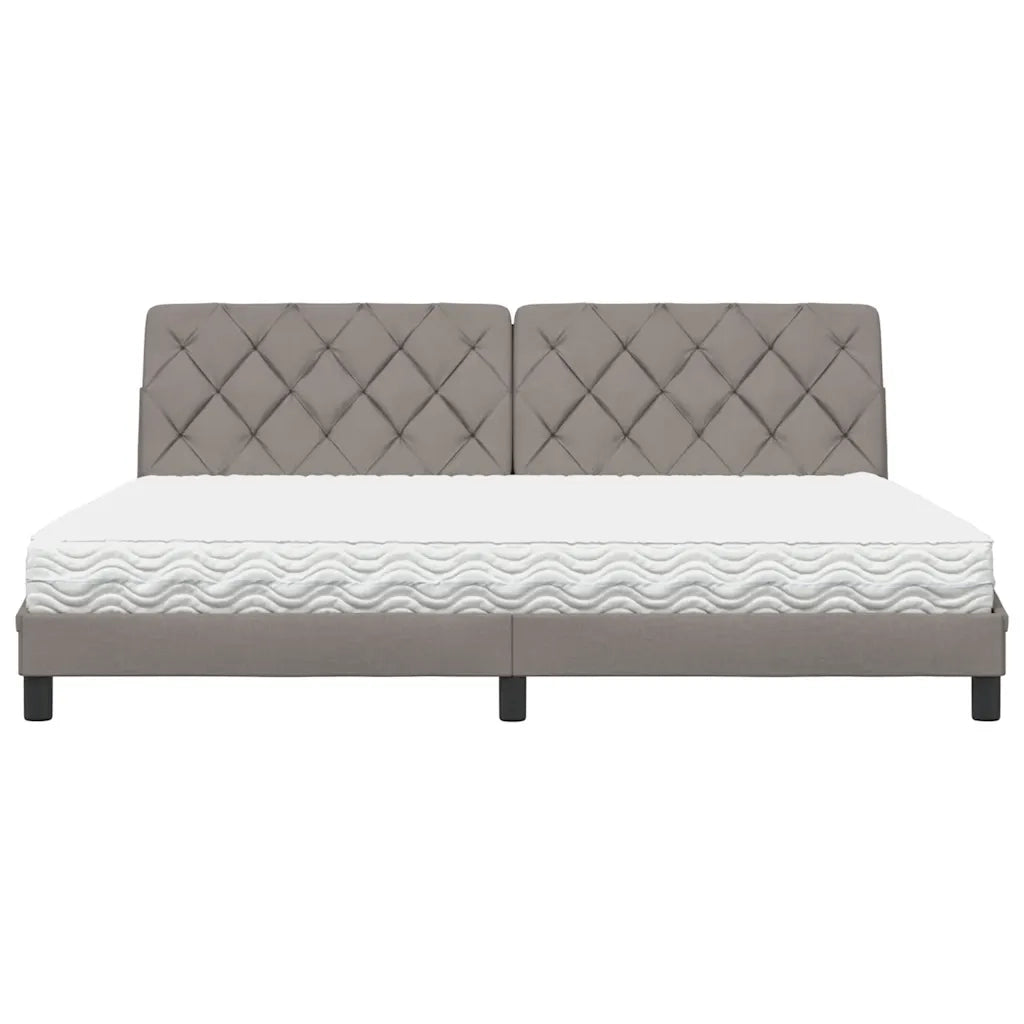 Letto con Materasso Tortora 200x200 cm in Tessuto