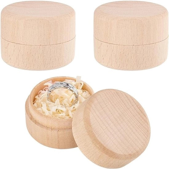 Tre pezzi di scatola di legno miniatura 4,8x3,5cm - scatola di stoccaggio per gioielli, anelli e trinkets - ideale per proposte di matrimonio e progetti DIY