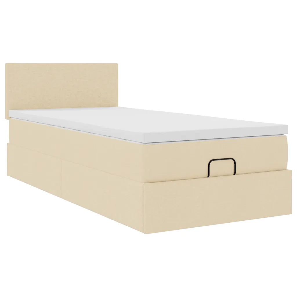 Struttura Letto Pouf con Materasso Crema 90x190 cm in Tessuto 3311343