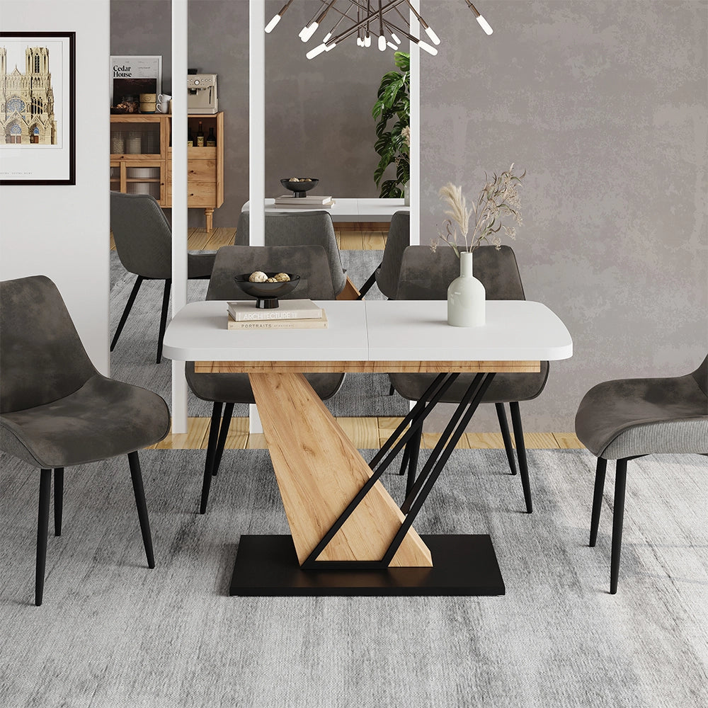 Vicco tavolo da pranzo allungabile Rovere bianco/dorato 120 x 80 cm 2 parti