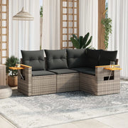 Set Divani da Giardino 4 pz con Cuscini in Polyrattan Grigiocod mxl 88790