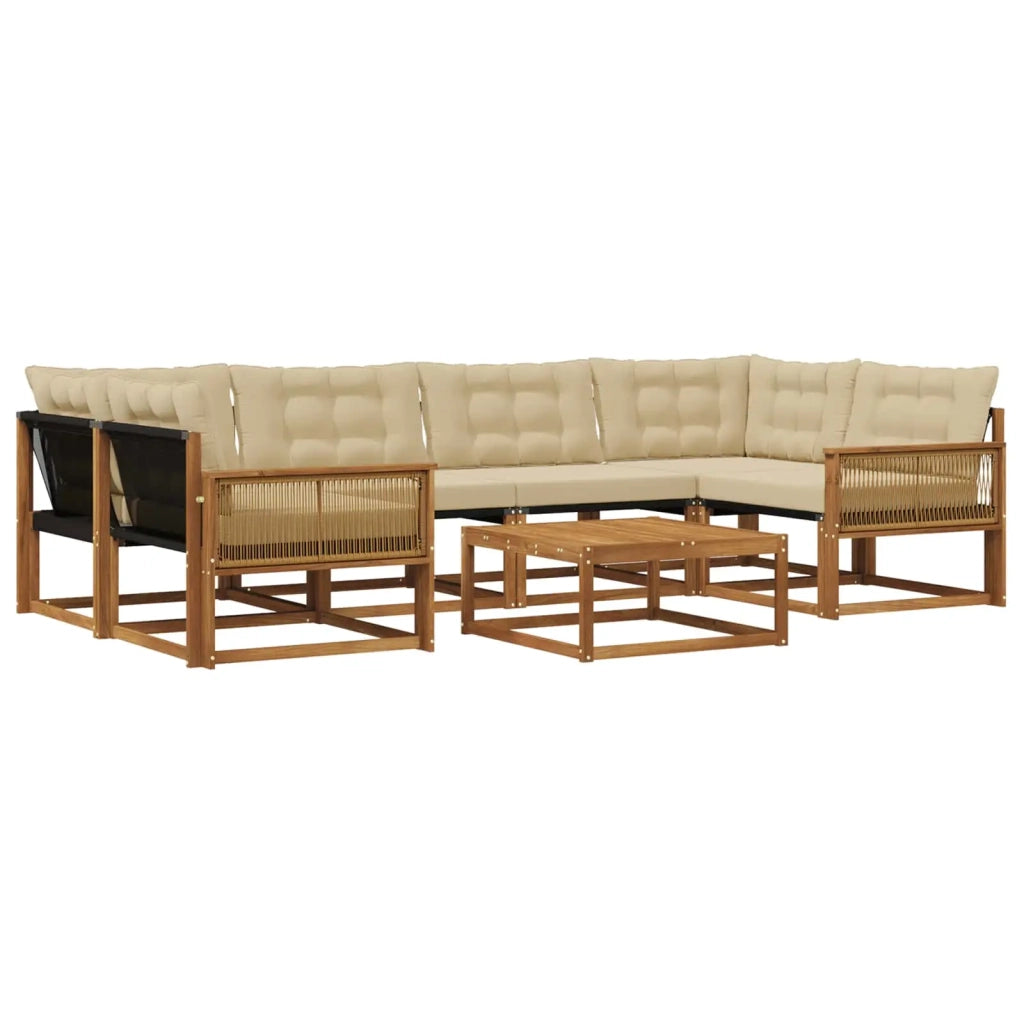 Set di divani da esterno con cuscino 7 pcs Naturale e Beige