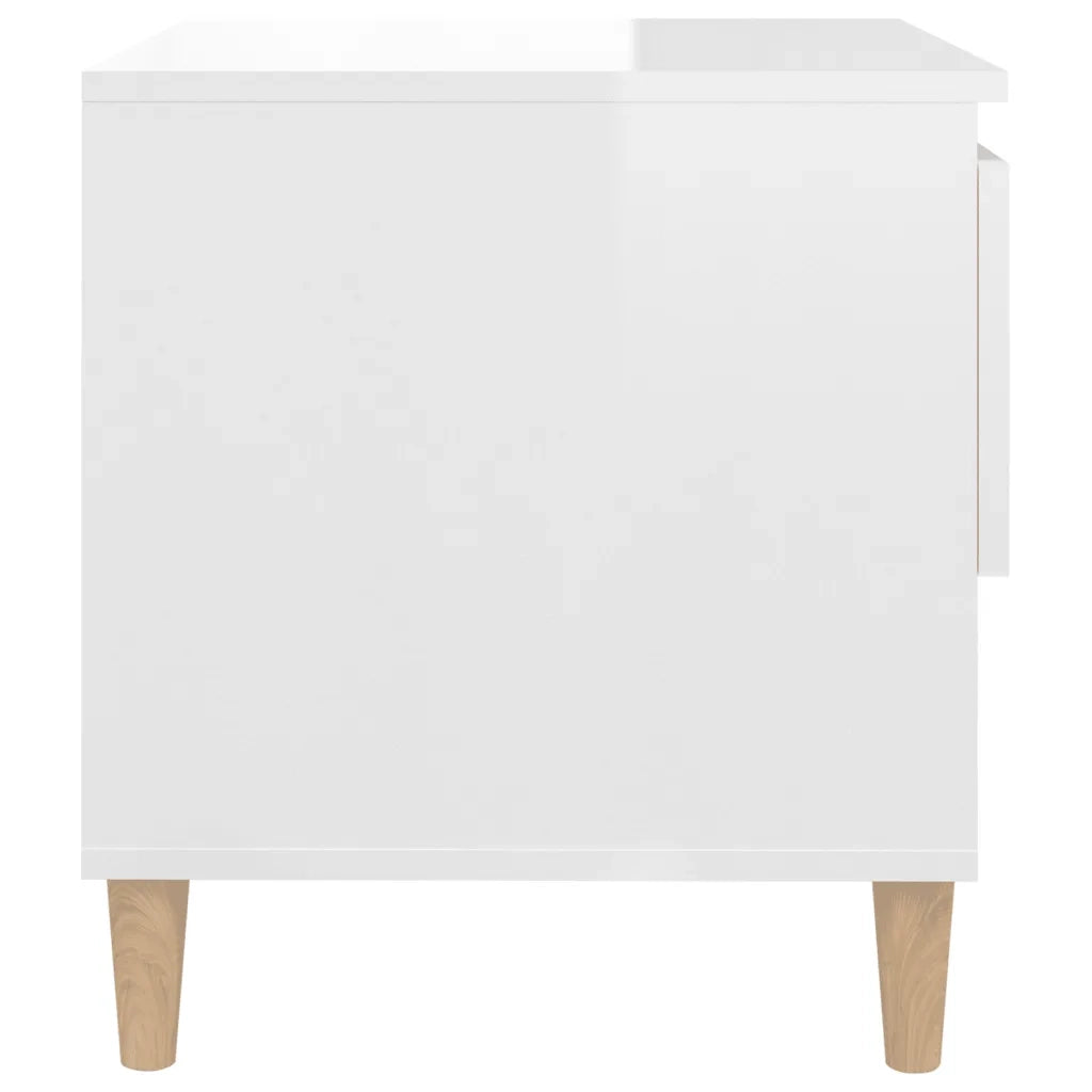 Comodini 2 pz Bianco Lucido 50x46x50 cm in Legno Multistrato 819537