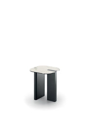 Tavolino Key Moderno con Top in Ceramica su Vetro e Struttura in Metallo Verniciato Antracite - Design Elegante 40x40 cm - OM/507/MB