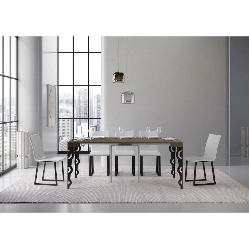 Consolle allungabile 90x40/196 cm Karamay Small telaio Antracite - Tortora
