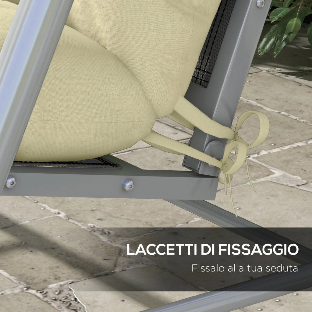 Set 4 Cuscini da Giardino per Schienale e Seduta con Imbottitura in Poliestere Crema