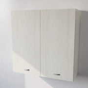 Pensile Cucina  in Legno Nobilitato Larice Bianco, Mobile Alto con 2 Ante, Pensile Componibile Moderno Made in Italy (H90XL90XP33cm)