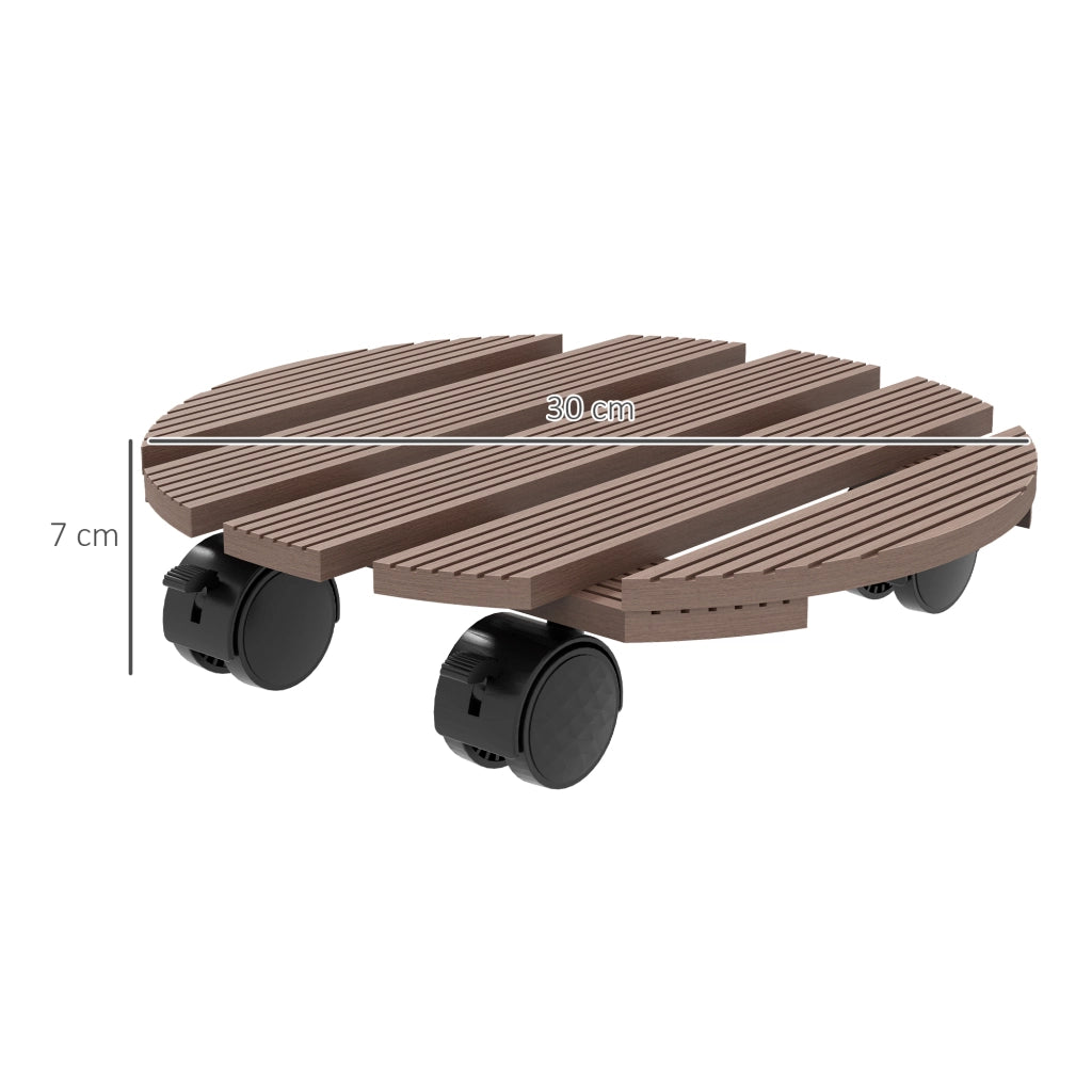 Set di 4 supporti per piante rotondi ¨C zephmum ¨C ?30 cm con ruote, per interno ed esterno