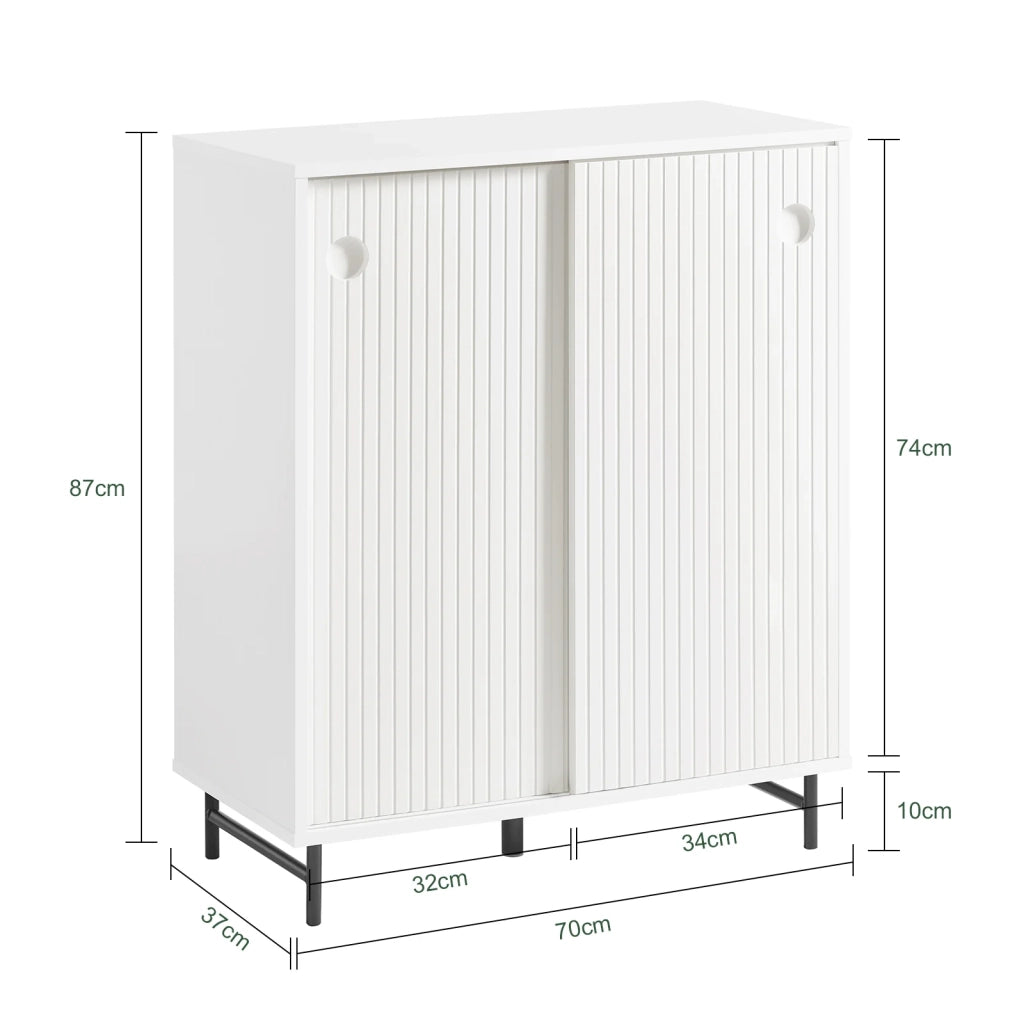Credenza con anta scorrevole, Cassettiera, Mobile da cucina, Scarpiera da ingresso, Bianco, 70x37x87cm, FSB62-W SoBuy