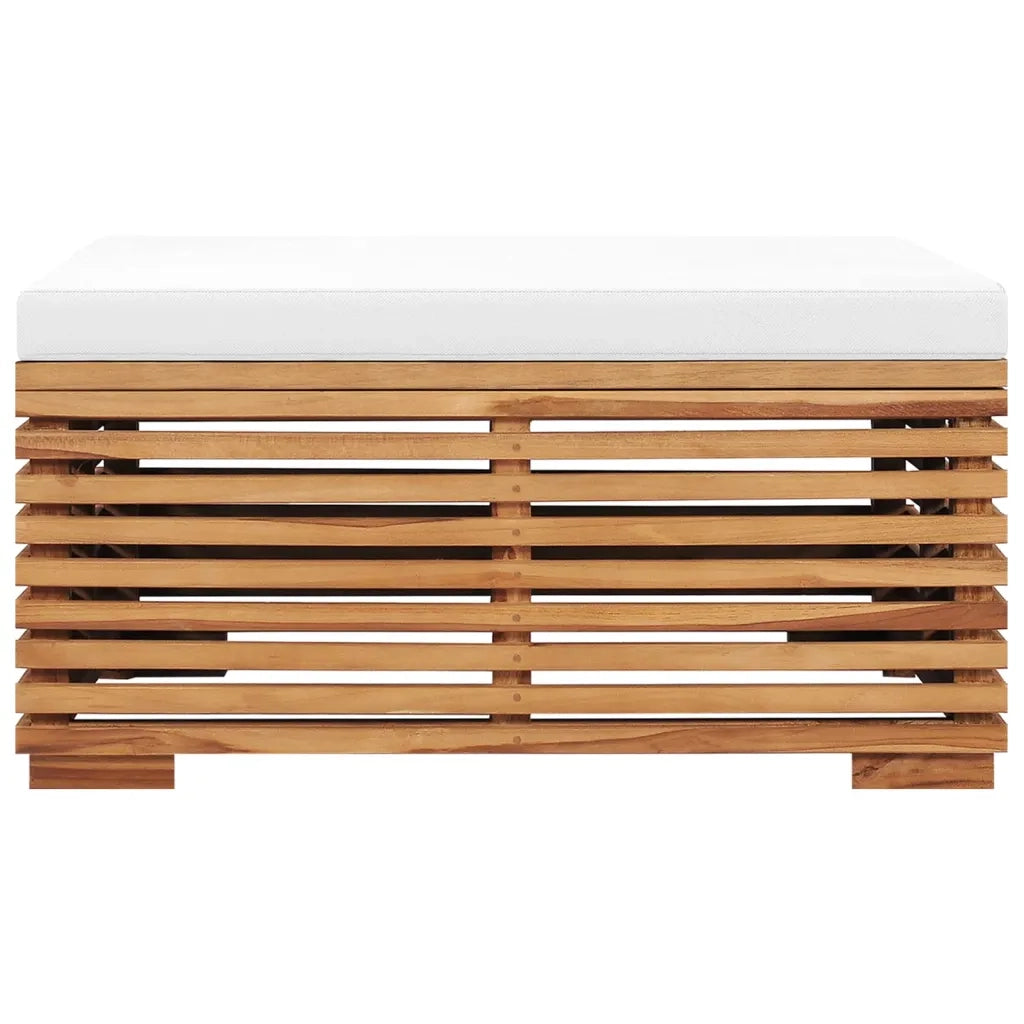 Set Tavolino e Poggiapiedi da Giardino Cuscino Crema in Teak 316041