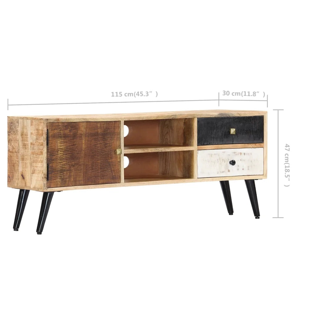 Mobile Porta TV-Credenza per TV 115x30x47 cm in Legno Massello di Mango