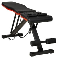 Panca Multifunzione per Addominali e Pesi, Inclinazione Regolabile ed Elastici, 130x48x48-109cm, Nero