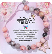 Anello di pietra naturale - Farfalla rosa - Anelli di amicizia - Carta da gioiello - Regali di compleanno per ragazze - Regalo di compleanno per ragazze - Rosa L