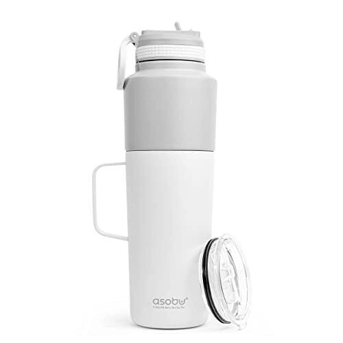 Asobu Twin Pack Bottiglia con Tazza Bianco 0.9 Litri  0.6 Litri