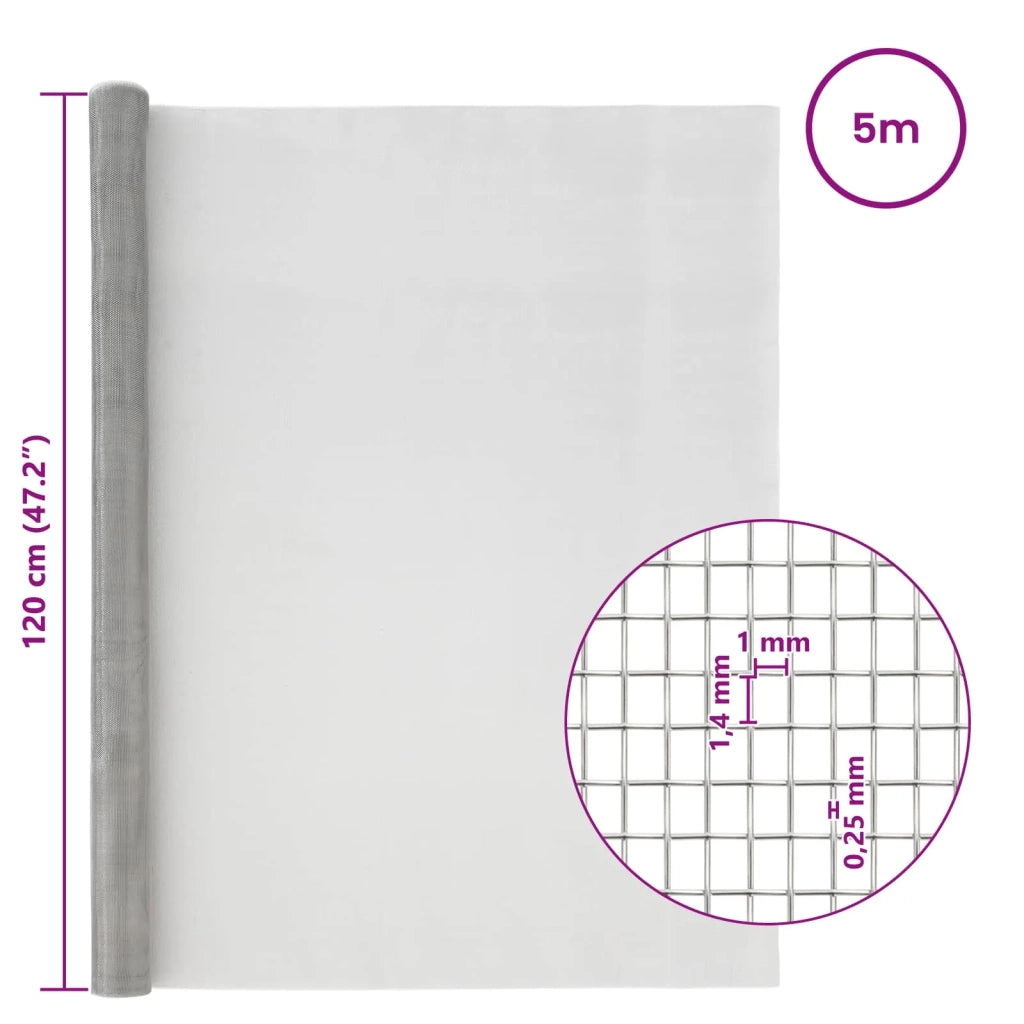 Rete per schermatura 120 x 500 cm 18 Mesh Argento 42039623