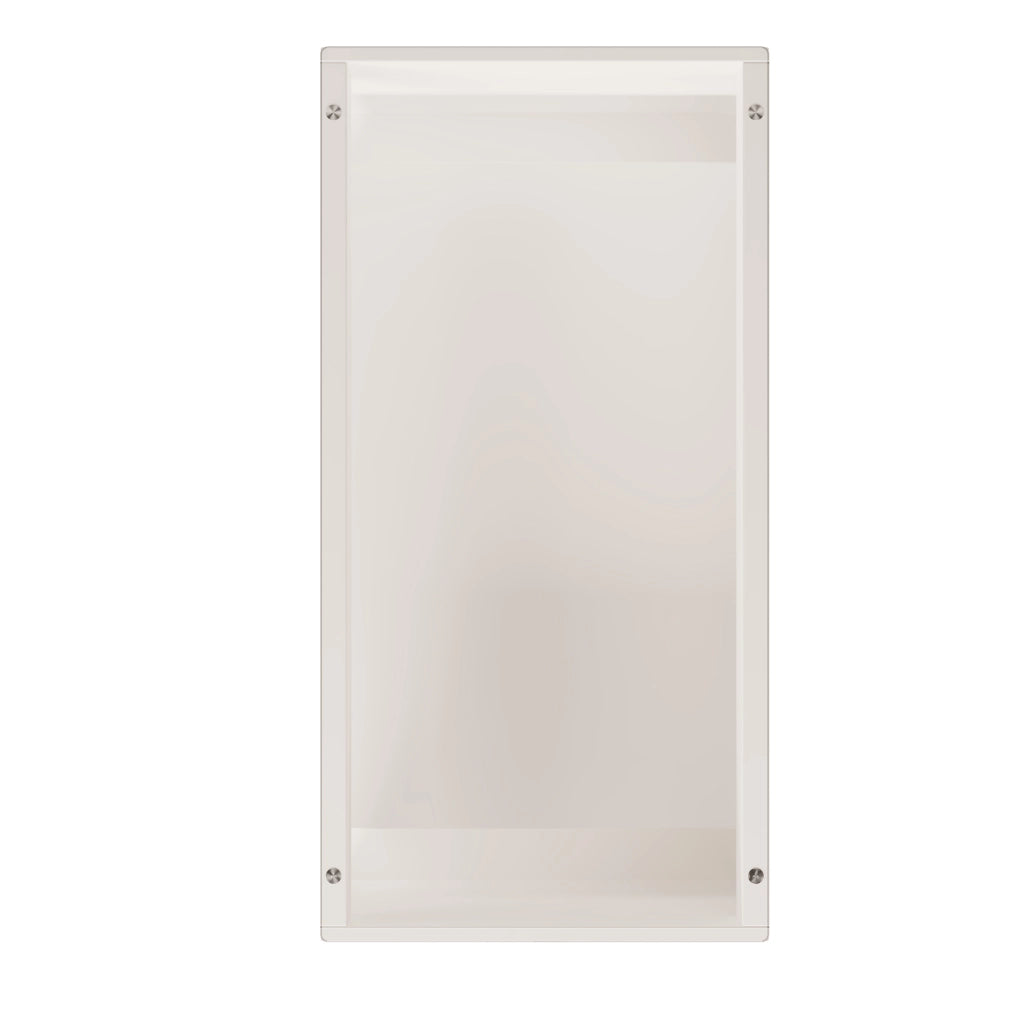 Tavolino da salotto 100x50x40 cm; LED integrata e 2 cassetti; ripiano in vetro temperato; truciolare; bianco