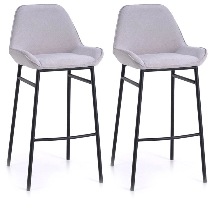 Set 2 Sgabelli 49,5x41x105 cm in Similpelle Grigio Chiaro