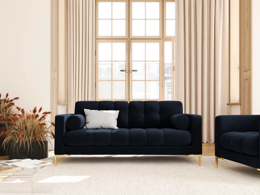 Cosmopolitan Design - Divano "Bali" 2 posti in velluto blu scuro 