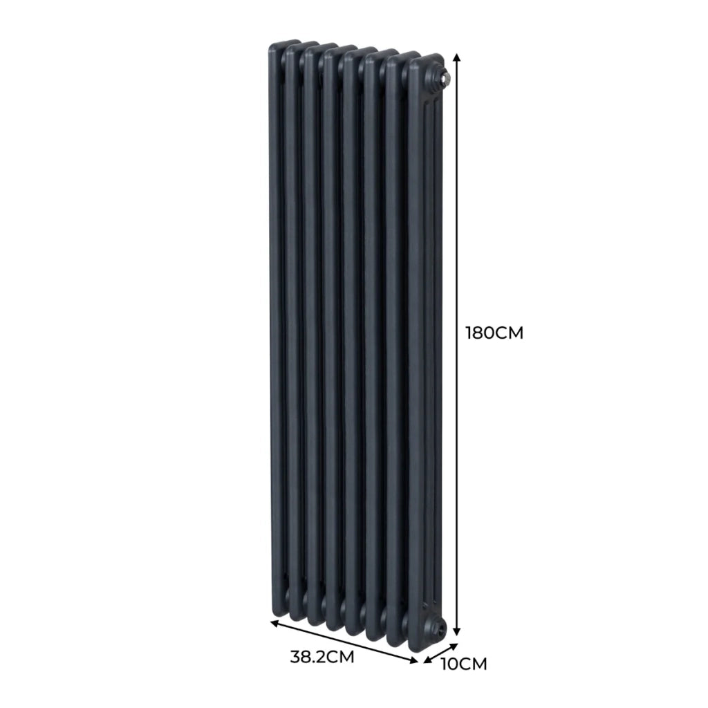 Termosifone Radiatore a 3 colonne per riscaldamento centralizzato verticale Grigio antracite 180x38cm