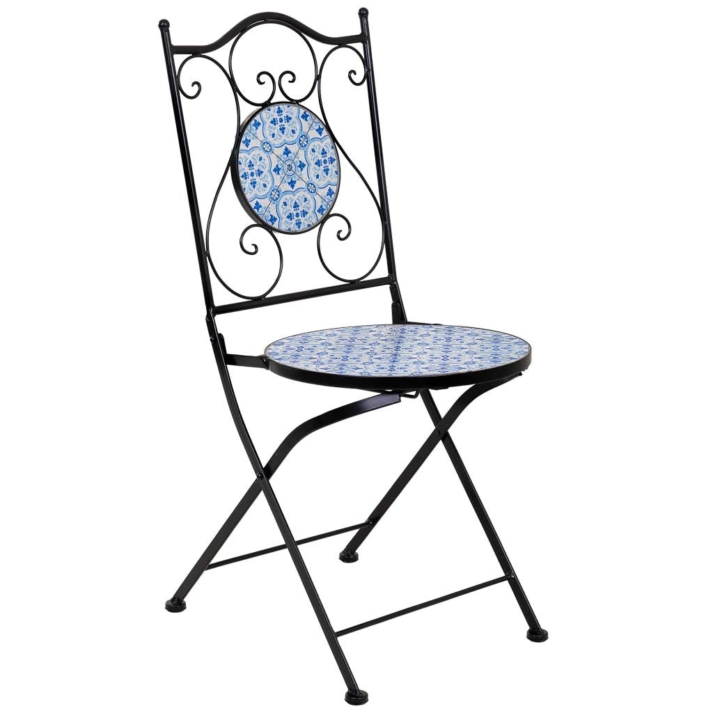 Tavolo + 2 sedie in ferro battuto, D60x75h-sedia(2): D38x46-90h Nero