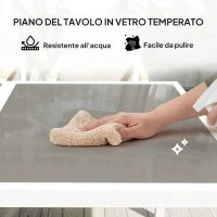Set da Giardino con Tavolo da Pranzo in Vetro Rettangolare e 4 Sedie con Braccioli, Multicolore