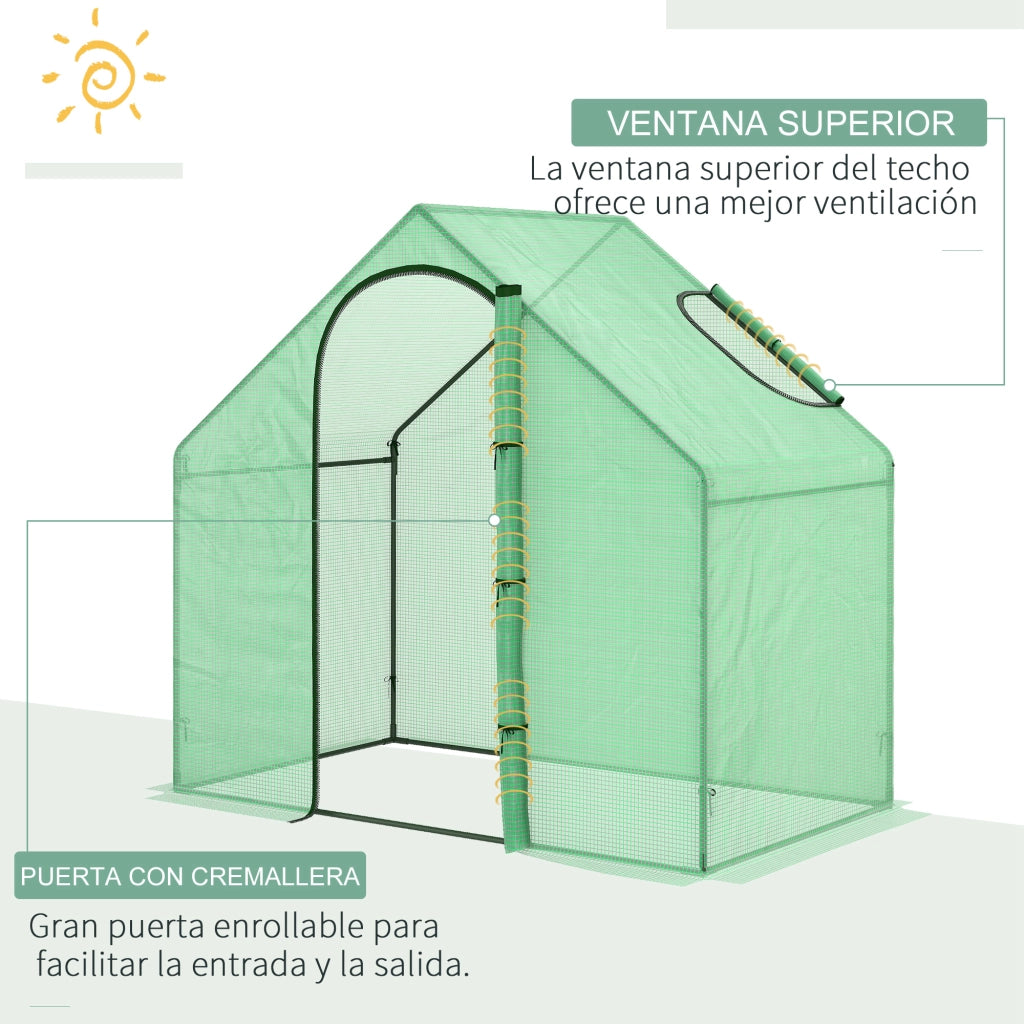 Serra da Giardino con Finestra e Porta a Zip ¨C Minimal ¨C Verde 180x100x168 cm