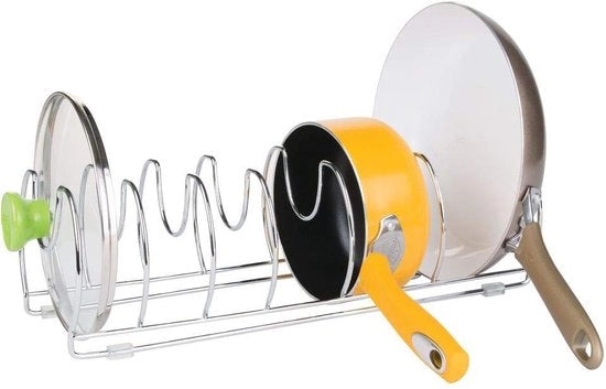 Rack di stoccaggio per pentole e padelle - Stendardo autonomo per pentole, padelle, coperchi e servizio - Acciaio inox
