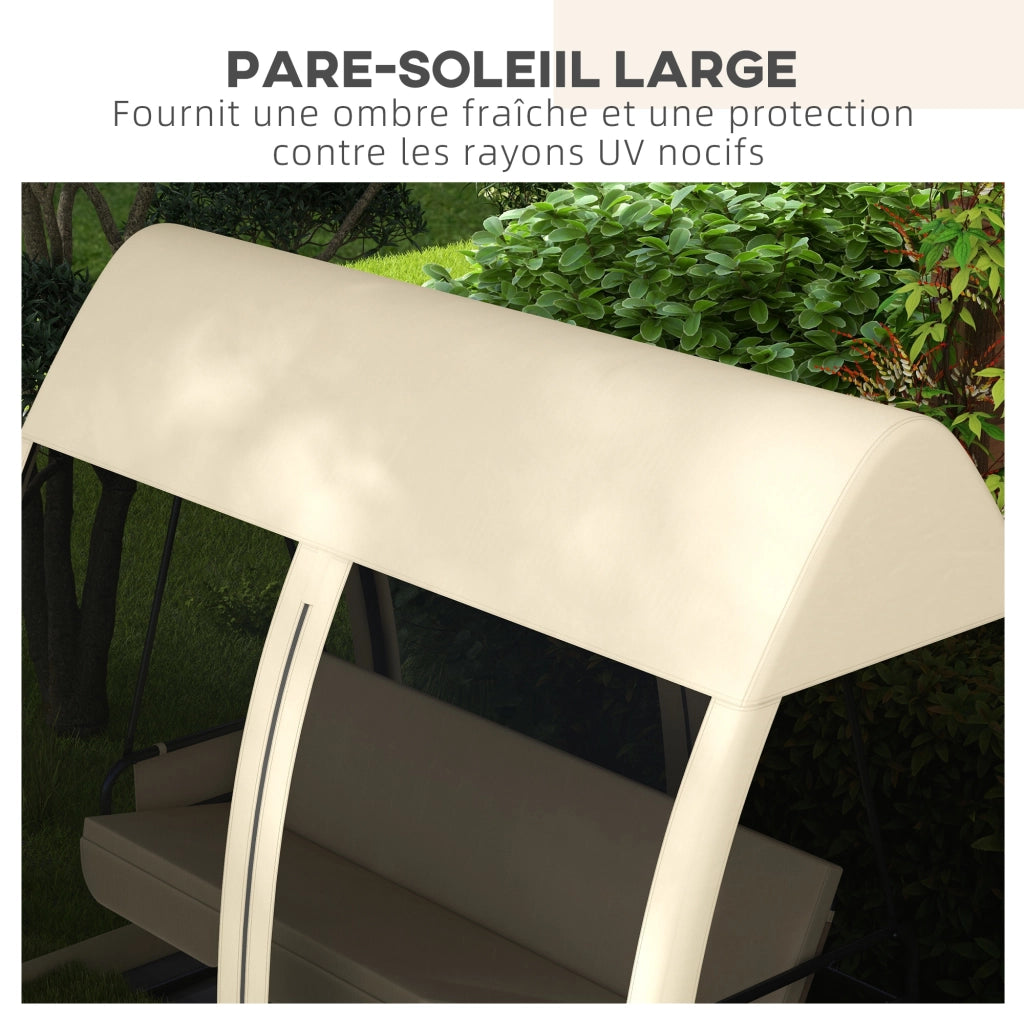 Balancelle da giardino 3 posti con cuscini ¨C zephmum ¨C beige 240x140x197 cm