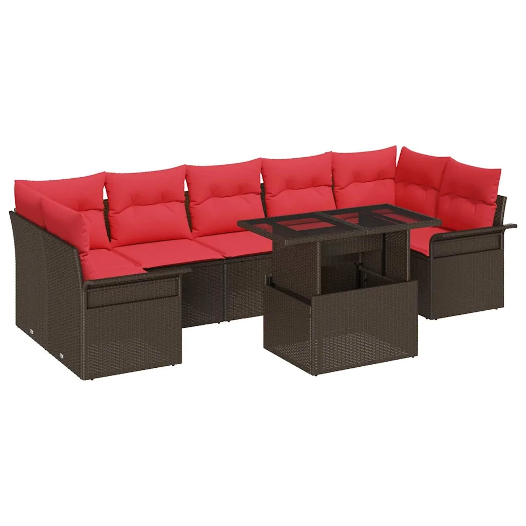 Set Divano da Giardino con cuscino 8 pcs Marrone polyrattan 3348240